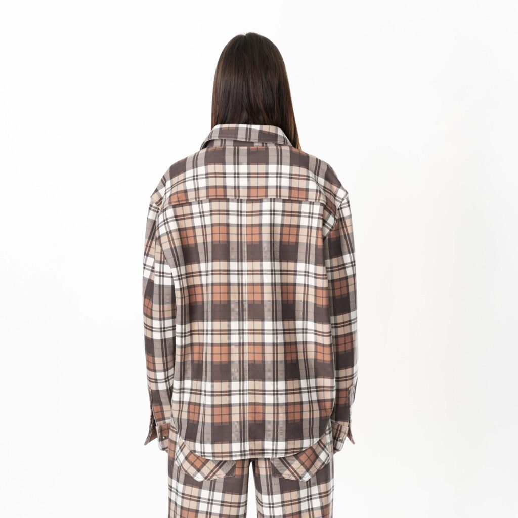 Leather Tartan Shirt Woman - Brown - immagine 6