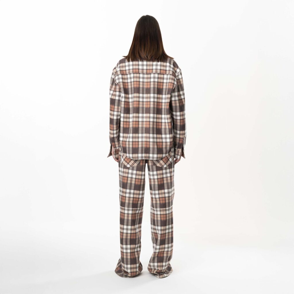 Leather Tartan Shirt Woman - Brown - immagine 5