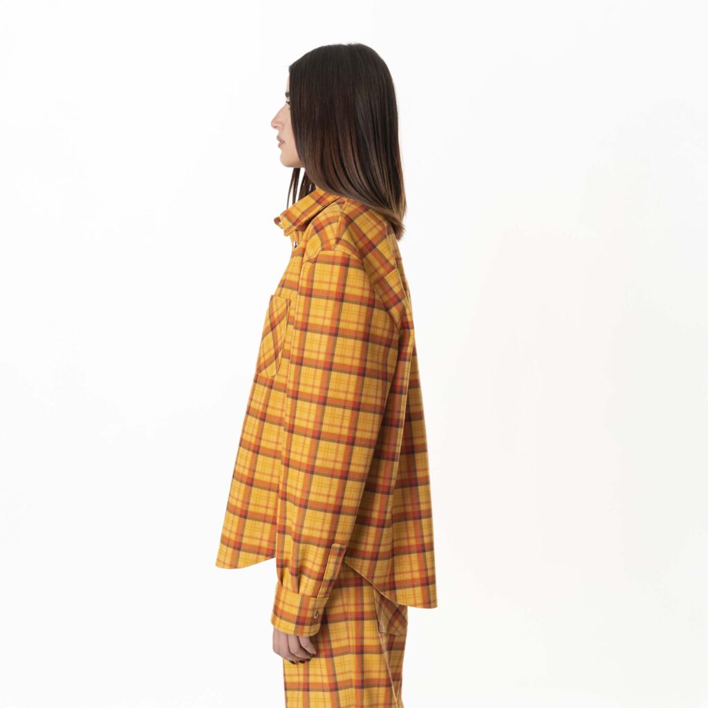 Leather Tartan Shirt Woman - Yellow - immagine 5