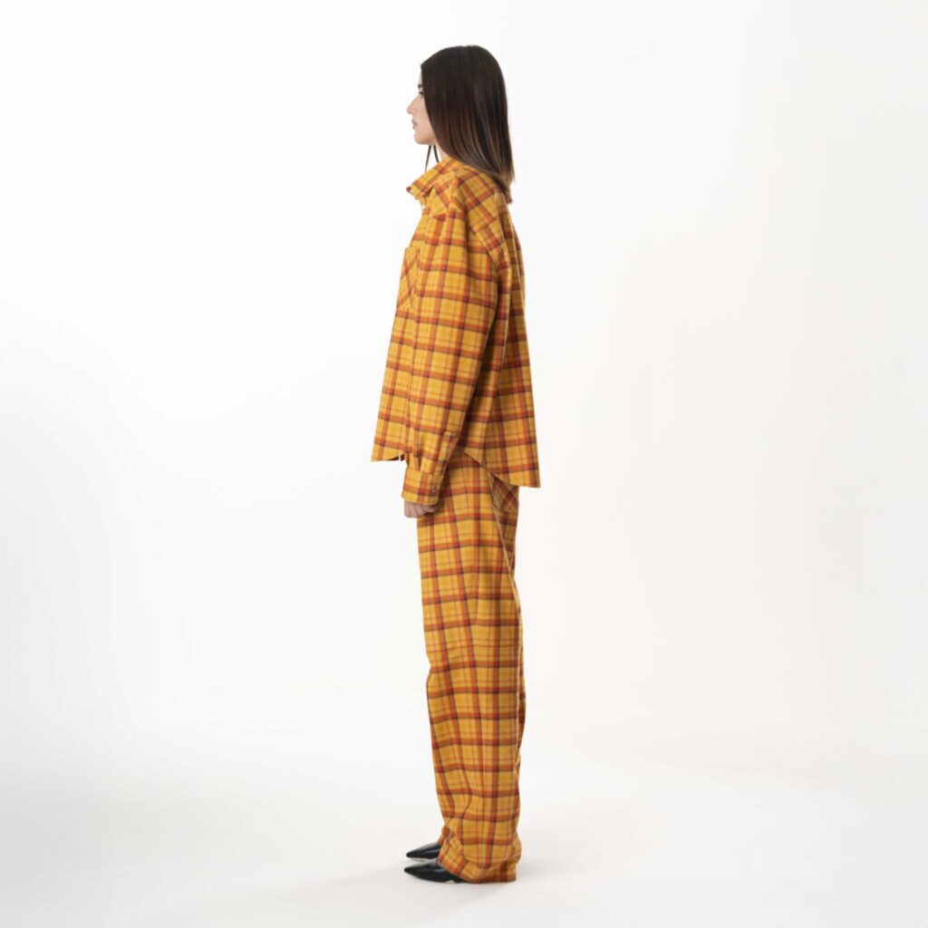 Leather Tartan Shirt Woman - Yellow - immagine 4