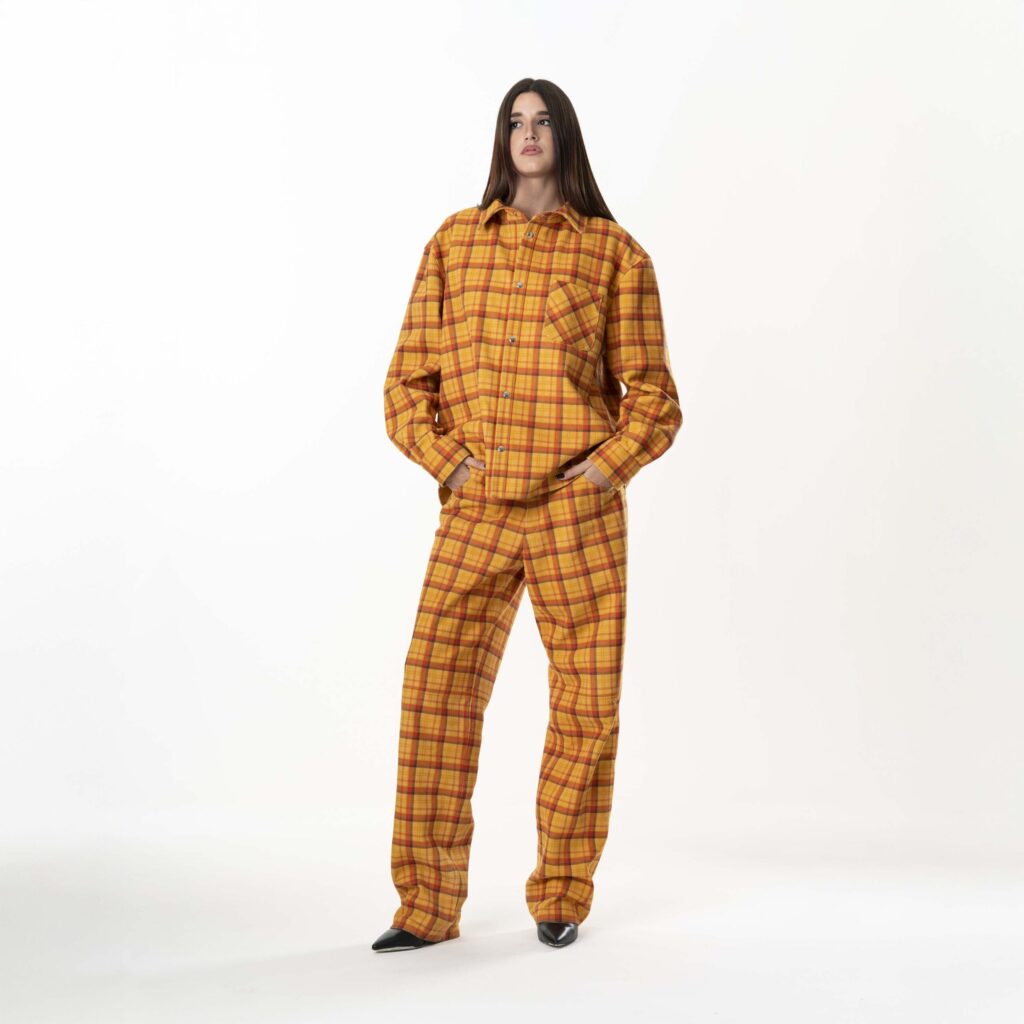 Leather Tartan Shirt Woman - Yellow - immagine 3