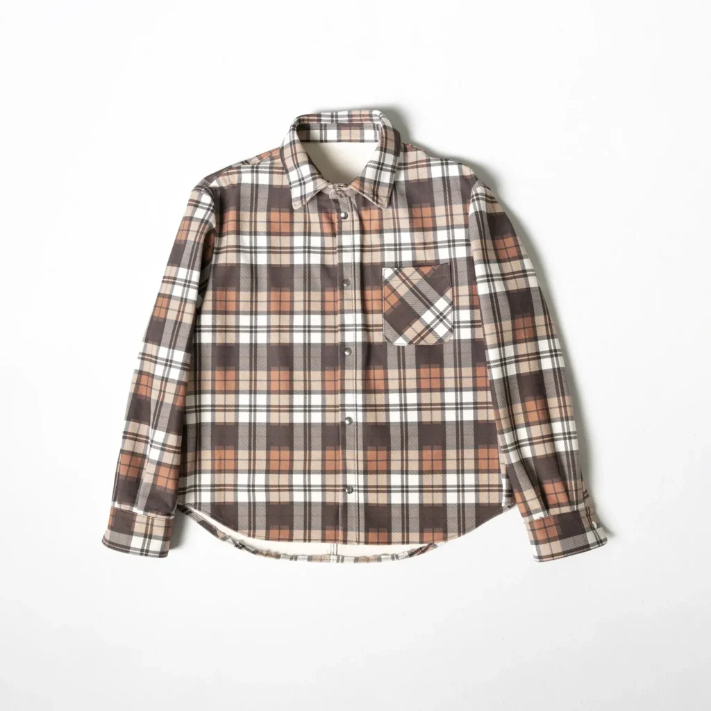 Leather Tartan Shirt - Brown