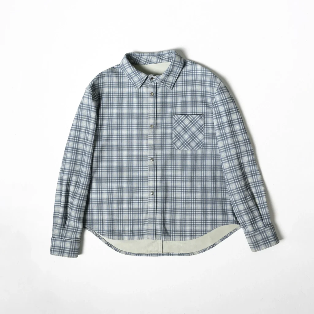 Leather Tartan Shirt - Light Blue Grey
