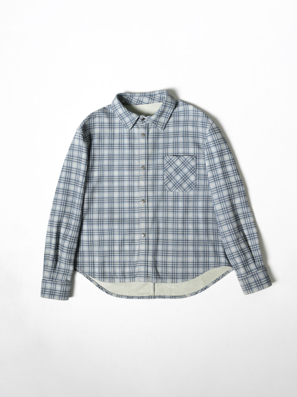 Leather Tartan Shirt - Light Blue Grey