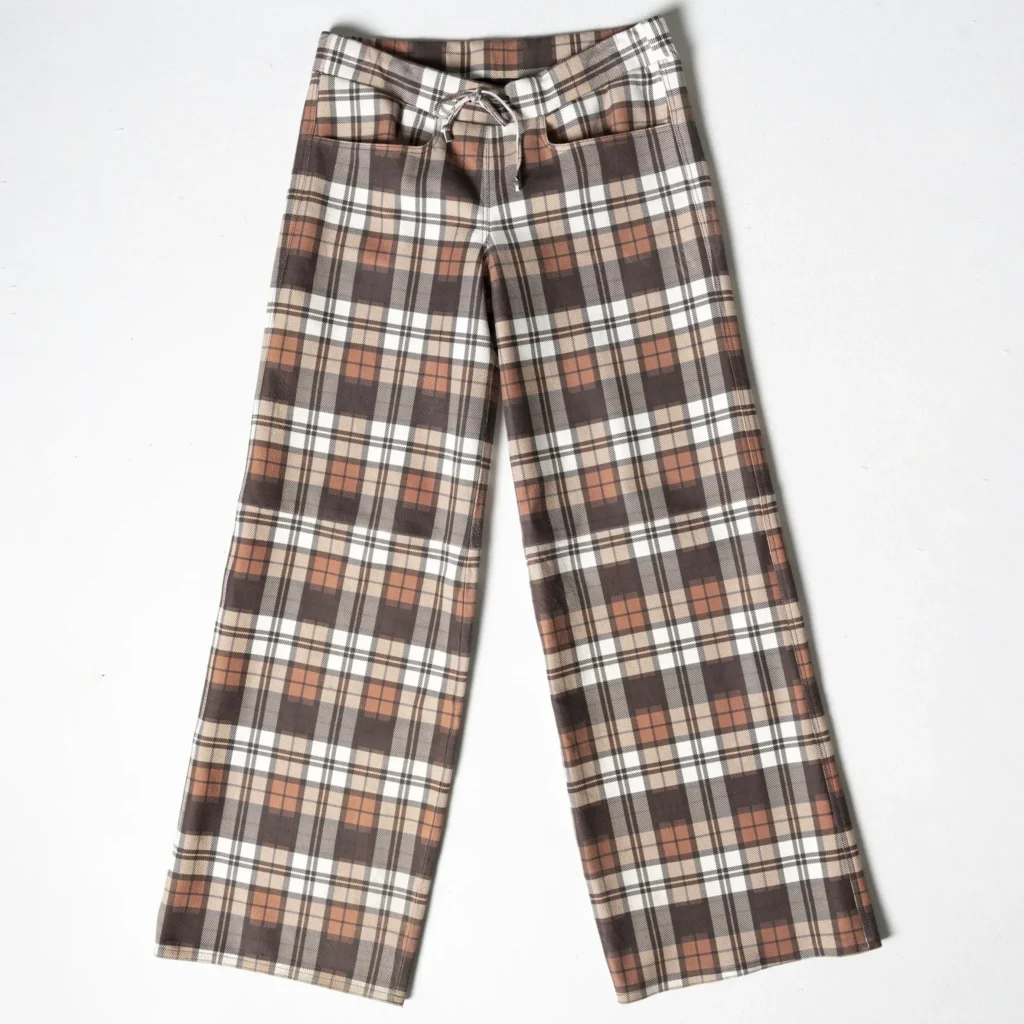 Leather Tartan Pant - Brown