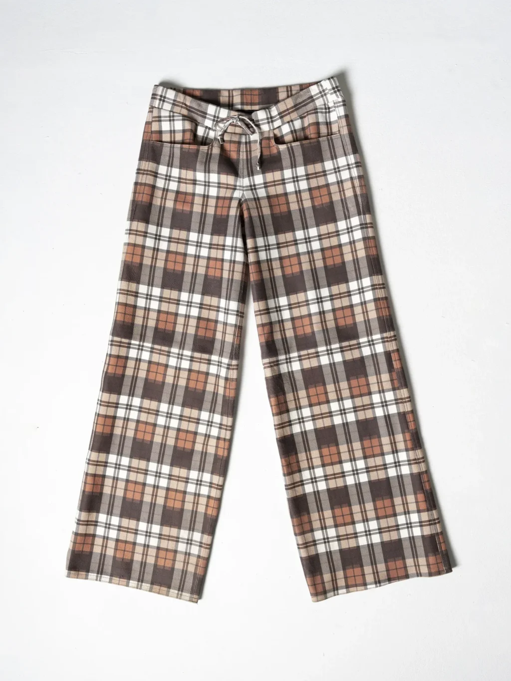 Leather Tartan Pant - Brown
