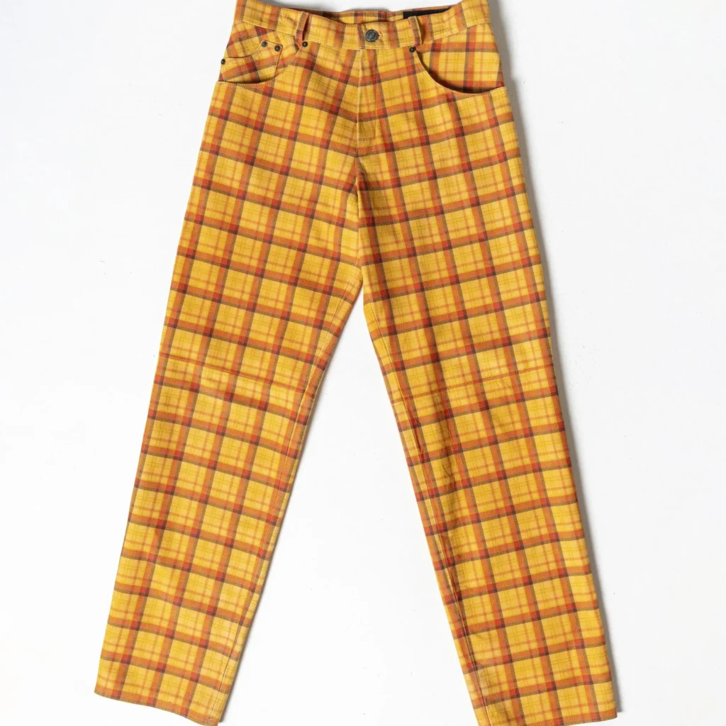 Leather Tartan Pant - Yellow