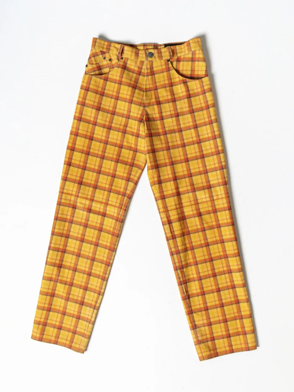 Leather Tartan Pant - Yellow