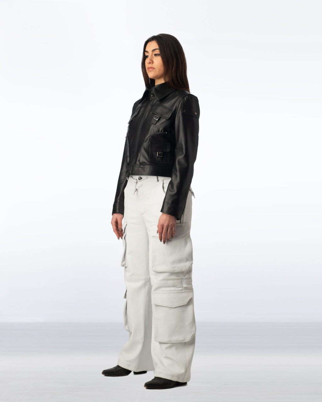 Circular Leather Jacket Woman - Black - immagine 5