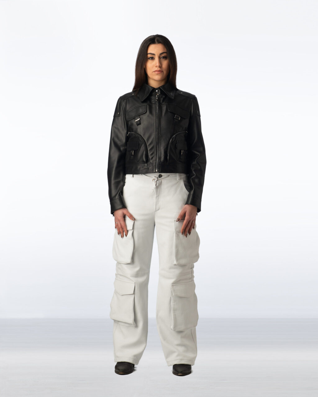 Circular Leather Jacket Woman - Black - immagine 7