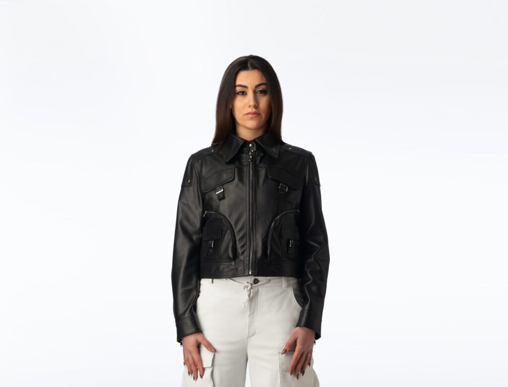 Circular Leather Jacket Woman - Black