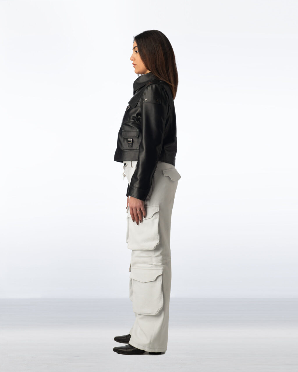 Circular Leather Jacket Woman - Black - immagine 6