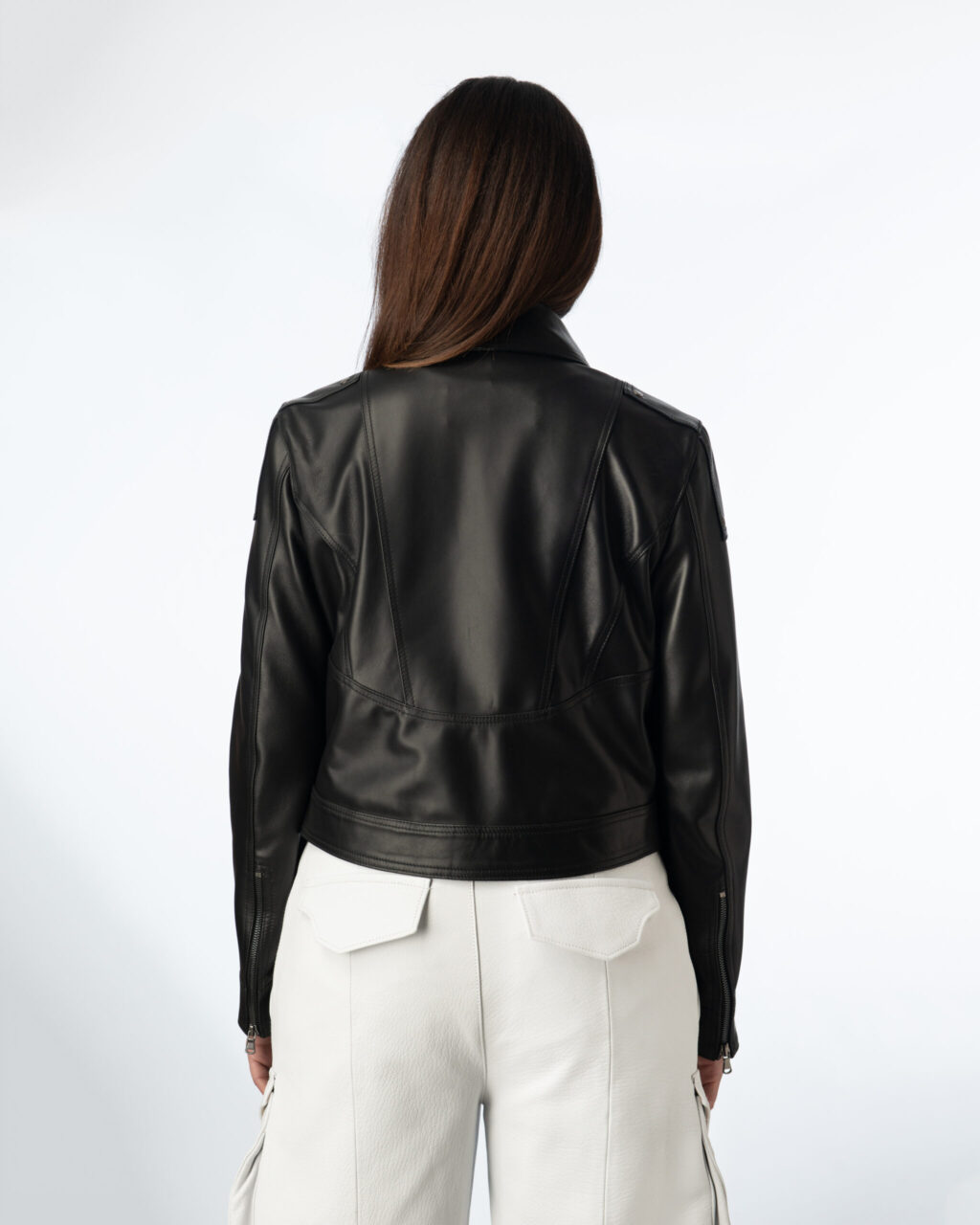 Circular Leather Jacket Woman - Black - immagine 4