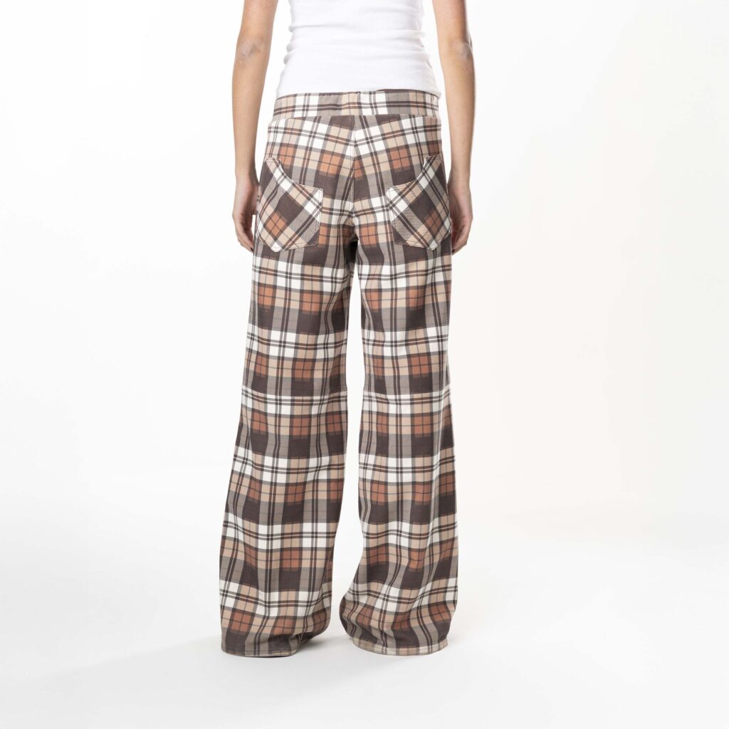 Leather Tartan Pant Woman - Brown - immagine 2