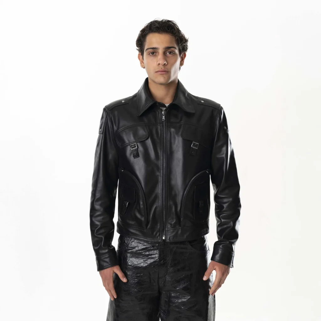 Multizip Leather Jacket Man - Black