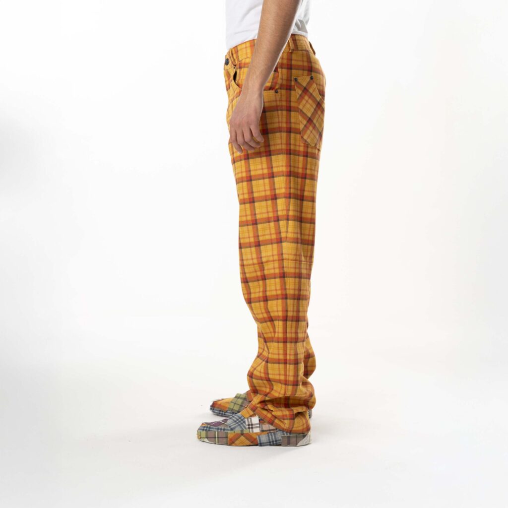Leather Tartan Pant Man - Yellow - immagine 5