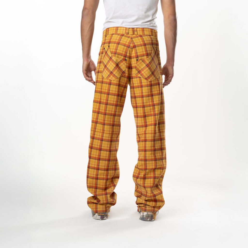 Leather Tartan Pant Man - Yellow - immagine 6