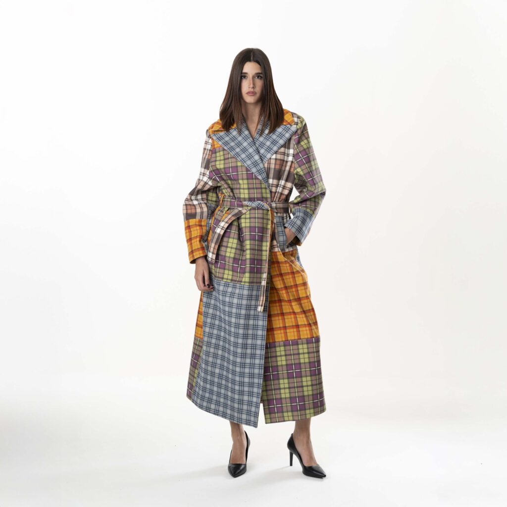 Tartan Trench Leather Multicolour - immagine 3