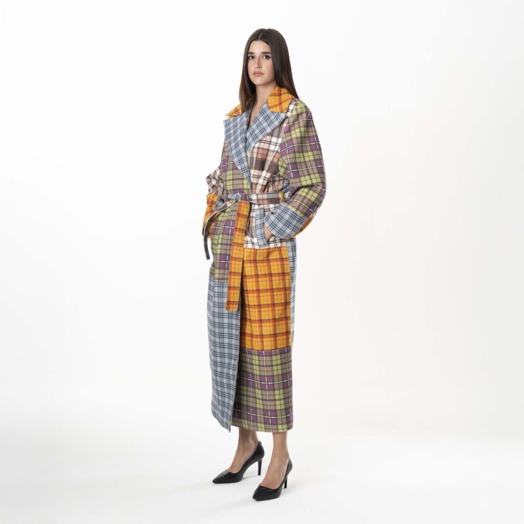 Tartan Trench Leather Multicolour - immagine 2