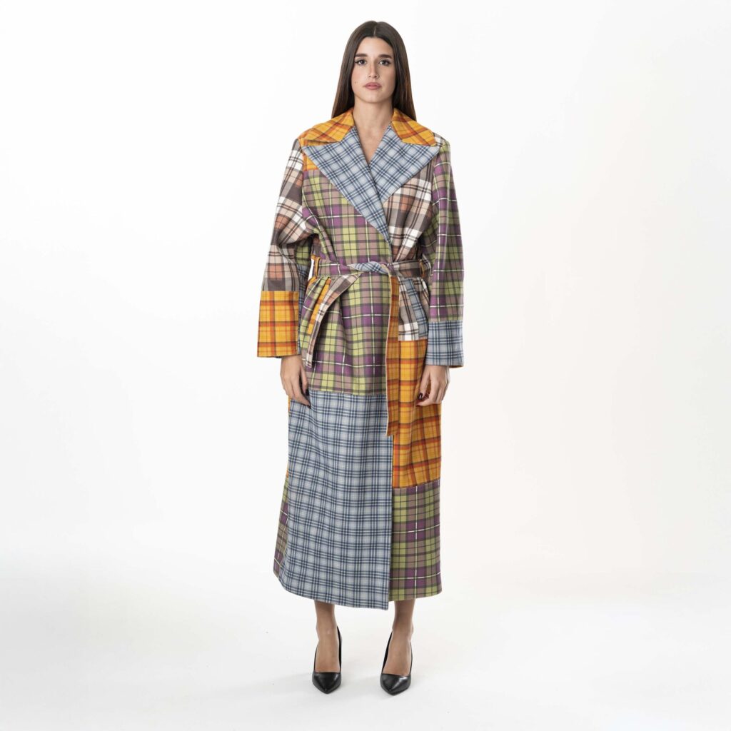 Tartan Trench Leather Multicolour