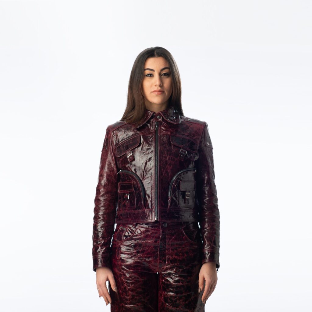 Circular Leather Jacket Woman - Purple