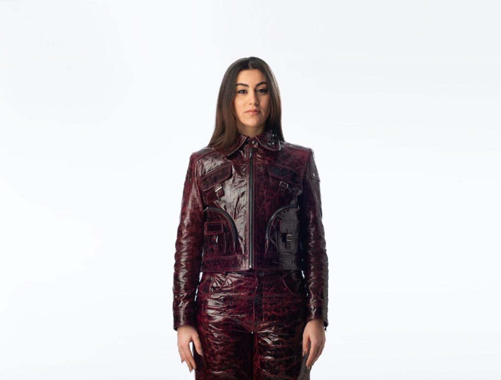 Circular Leather Jacket Woman - Purple