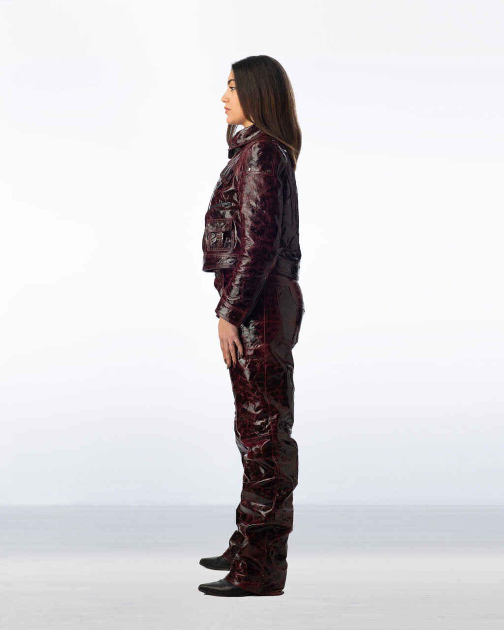 Circular Leather Jacket Woman - Purple - immagine 2