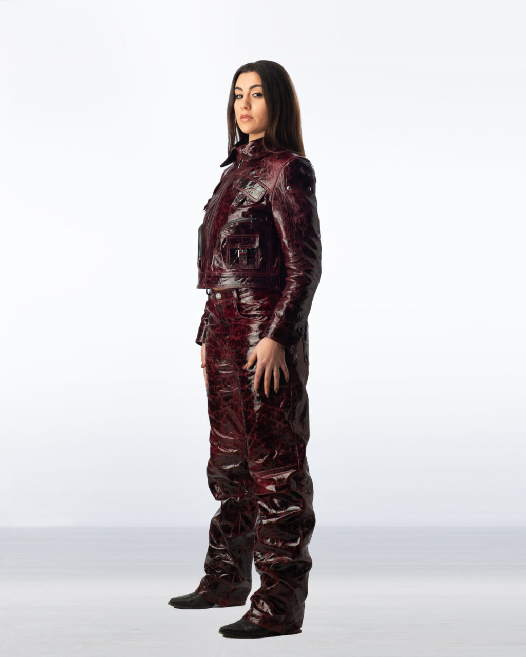 Circular Leather Jacket Woman - Purple - immagine 3
