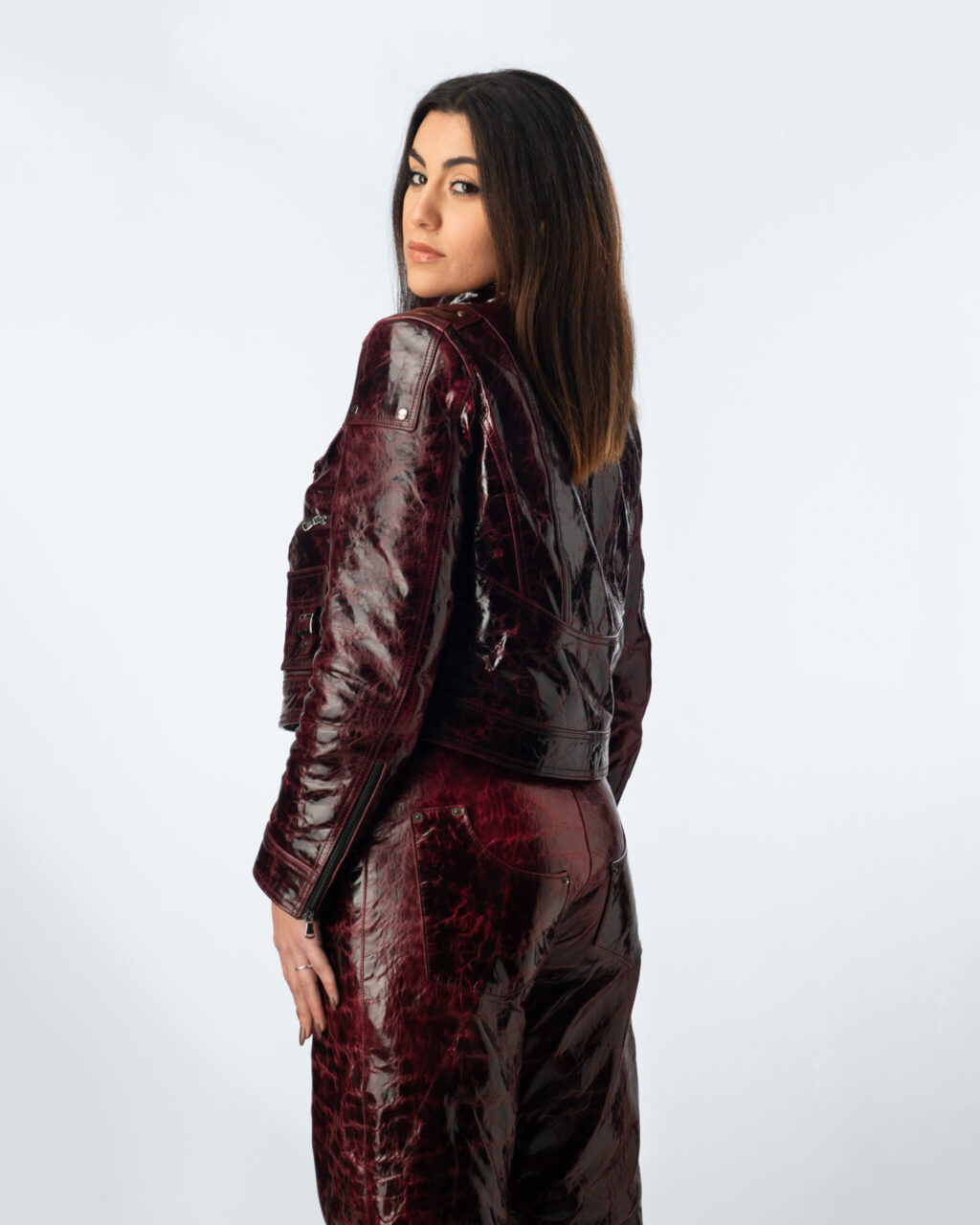 Circular Leather Jacket Woman - Purple - immagine 6