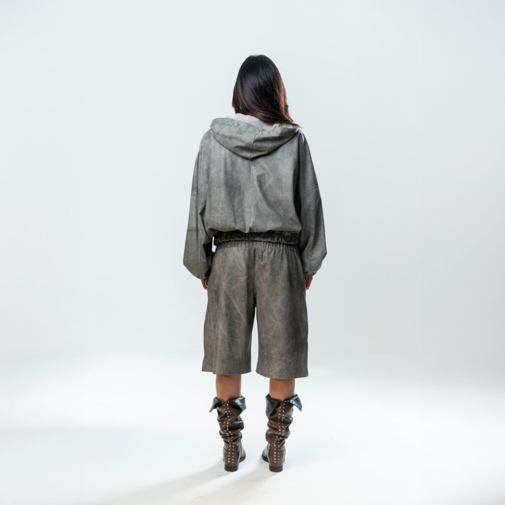 Perforated Leather Hoodie - Grey - immagine 6