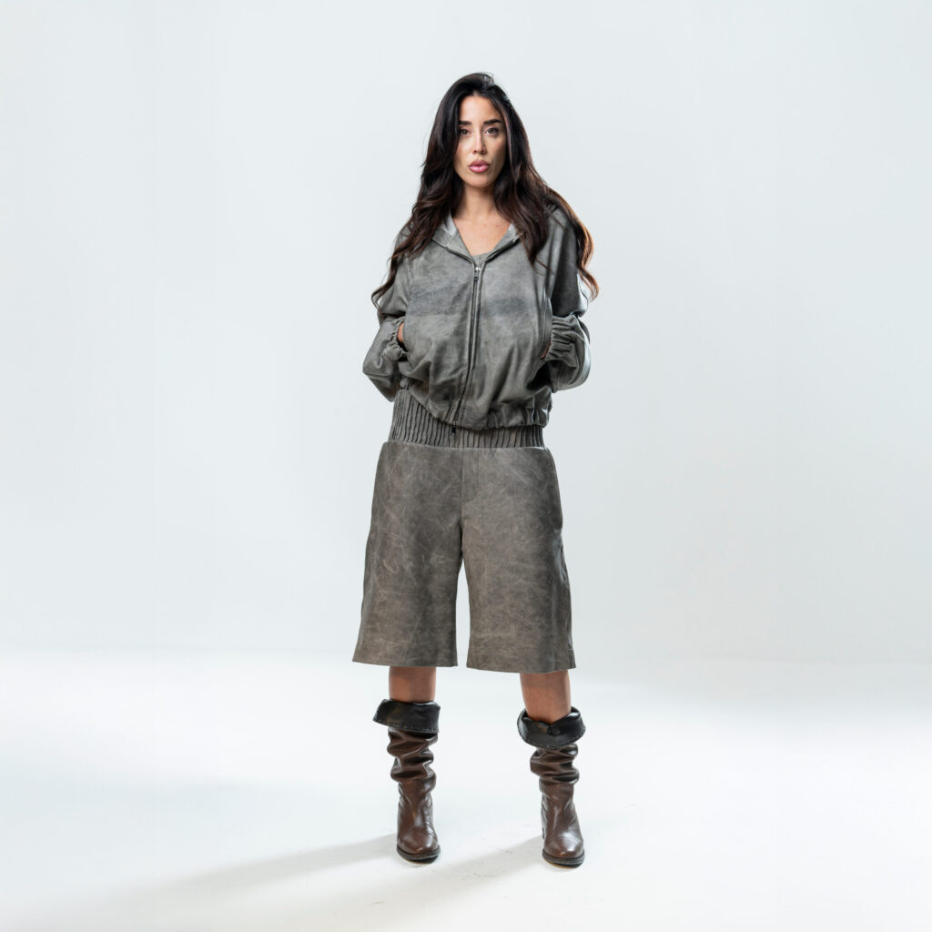 Perforated Leather Hoodie - Grey - immagine 7