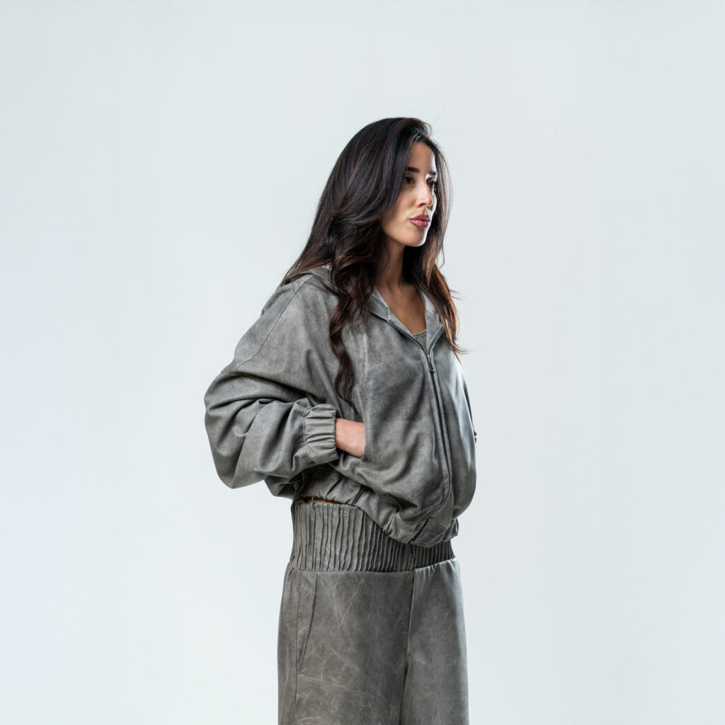 Perforated Leather Hoodie - Grey - immagine 8