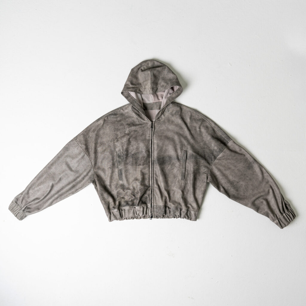 Perforated Leather Hoodie - Grey - immagine 9