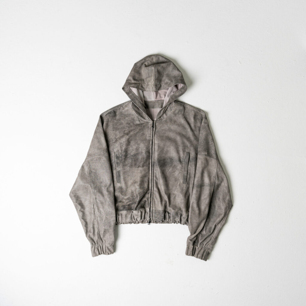 Perforated Leather Hoodie - Grey