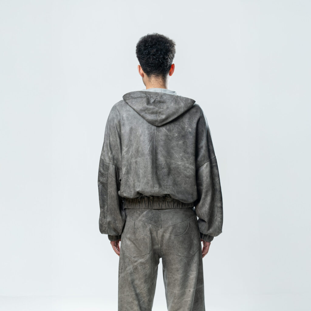 Perforated Leather Hoodie - Grey - immagine 3