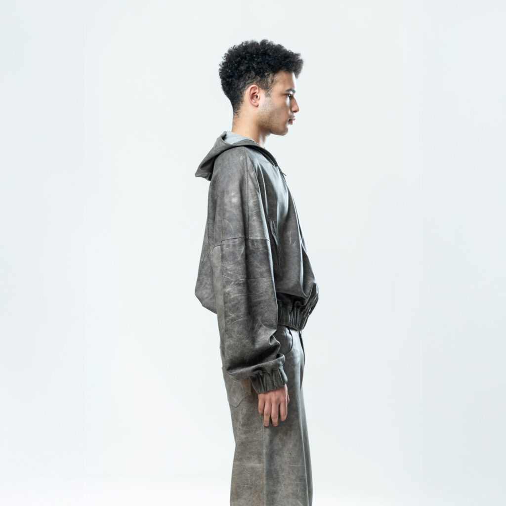 Perforated Leather Hoodie - Grey - immagine 4