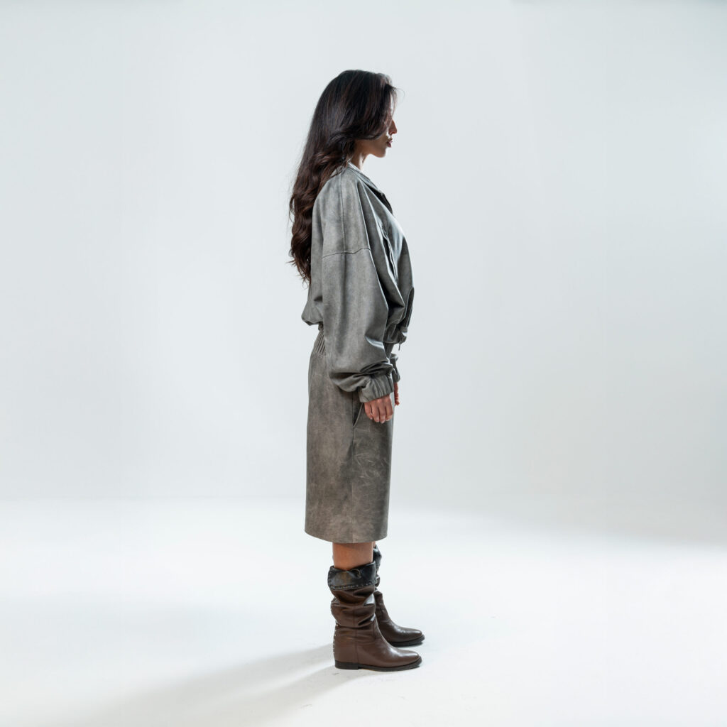 Perforated Leather Hoodie - Grey - immagine 5