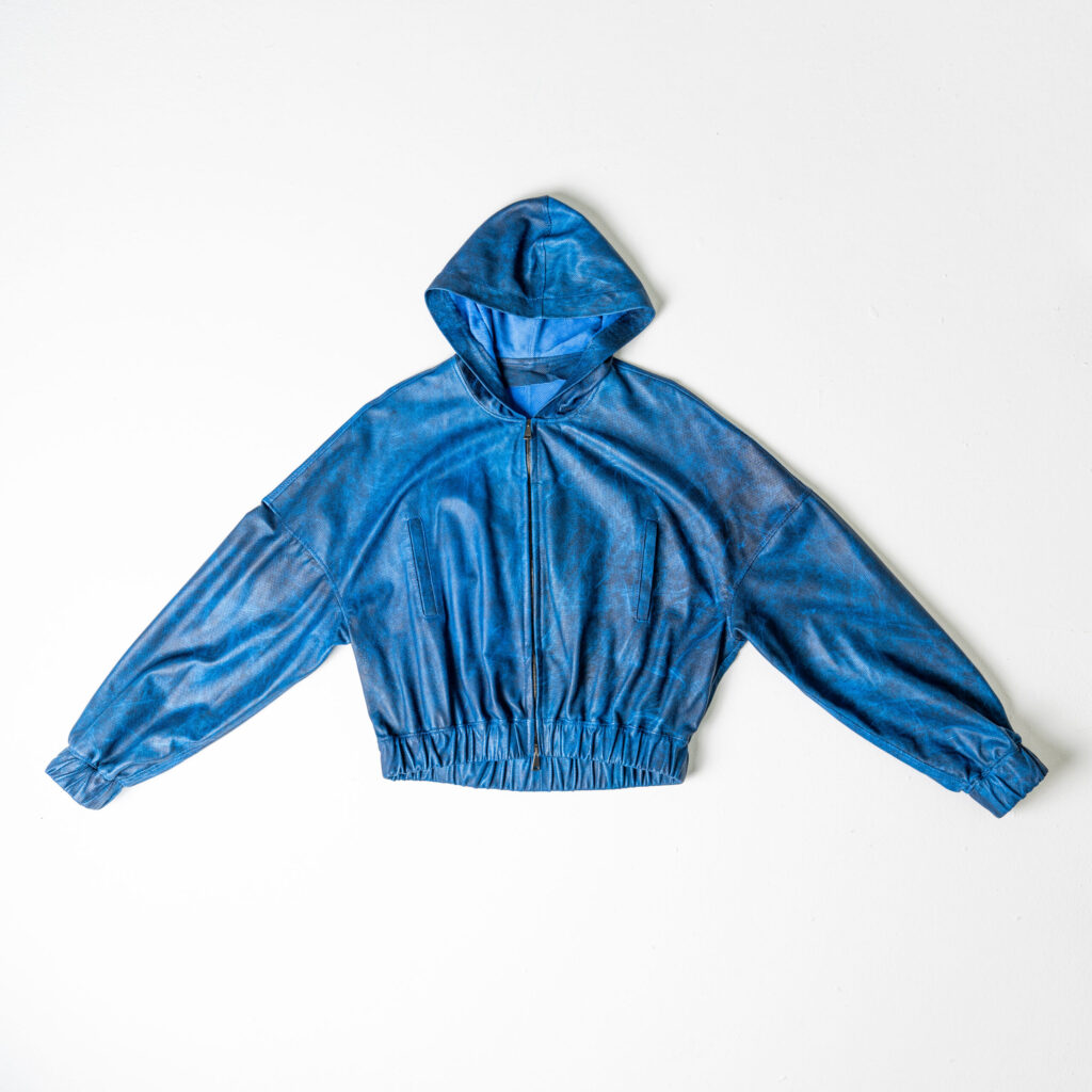 Perforated Leather Hoodie - Blue - immagine 9