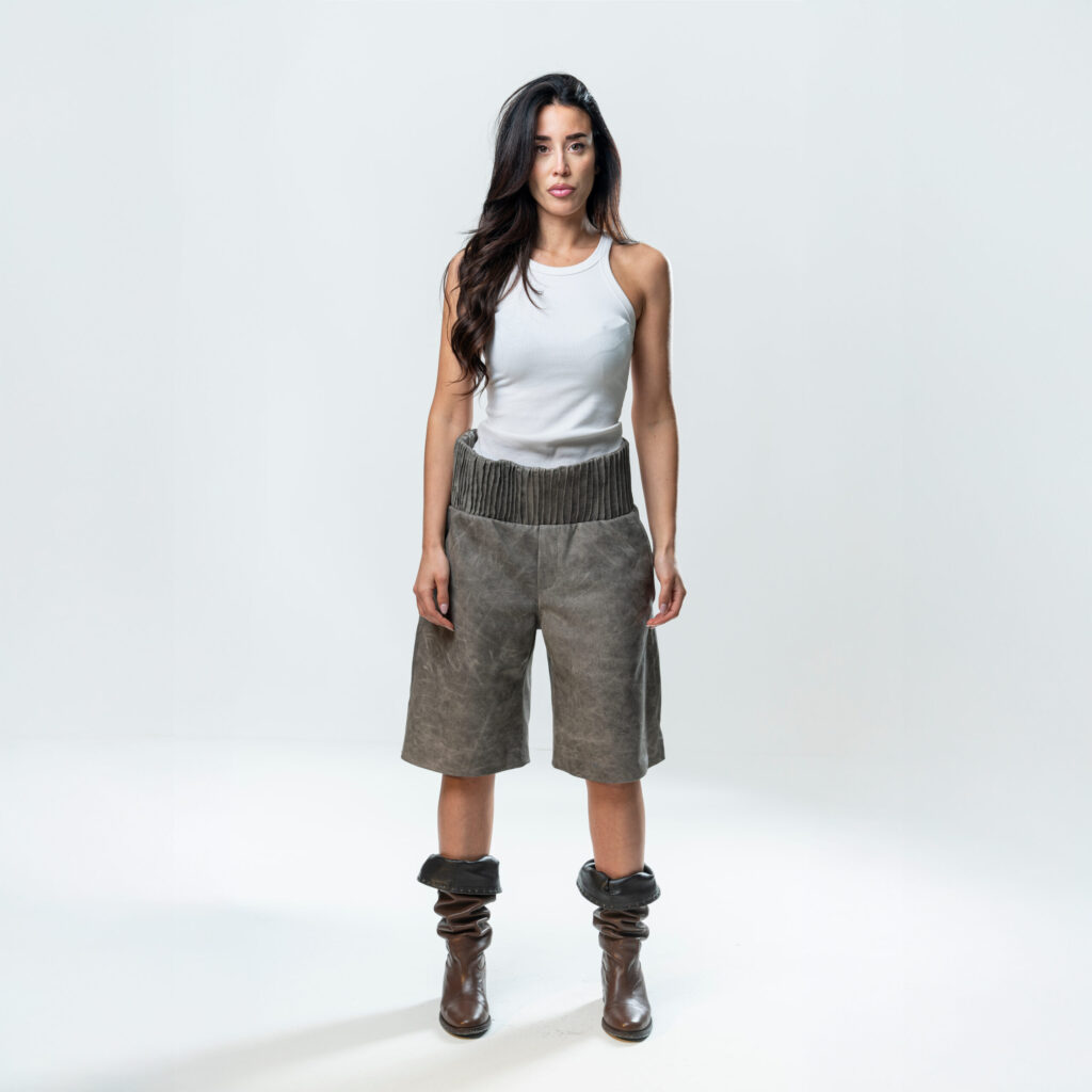 Box Leather Shorts - Grey - immagine 2