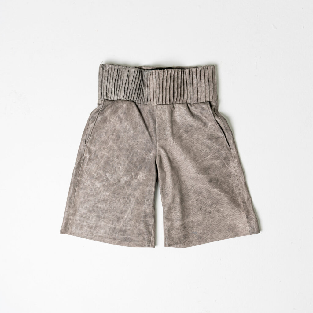 Box Leather Shorts - Grey