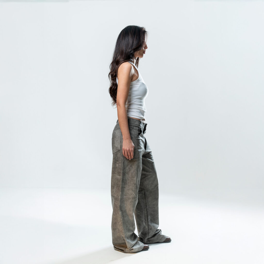 Perforated Leather Pants - Grey - immagine 8