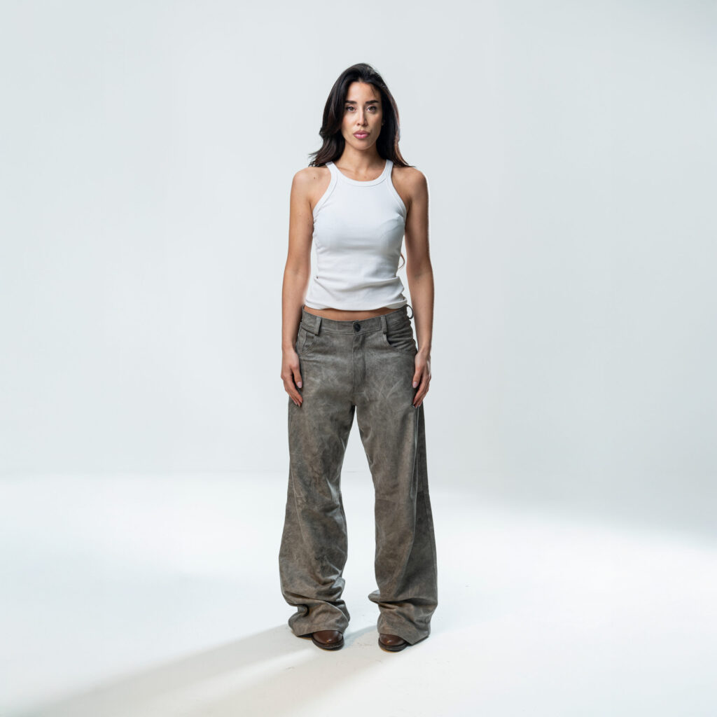 Perforated Leather Pants - Grey - immagine 6