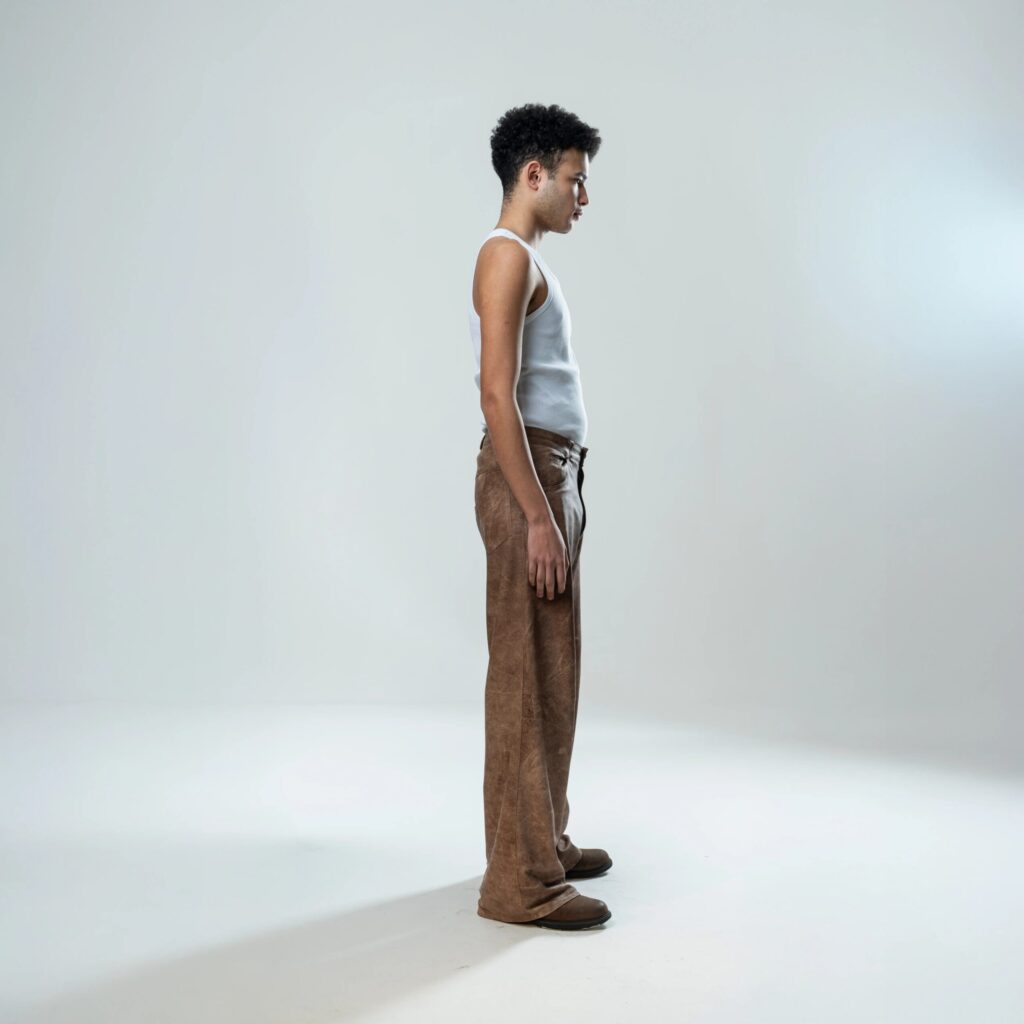 Perforated Leather Pants - Brown - immagine 7