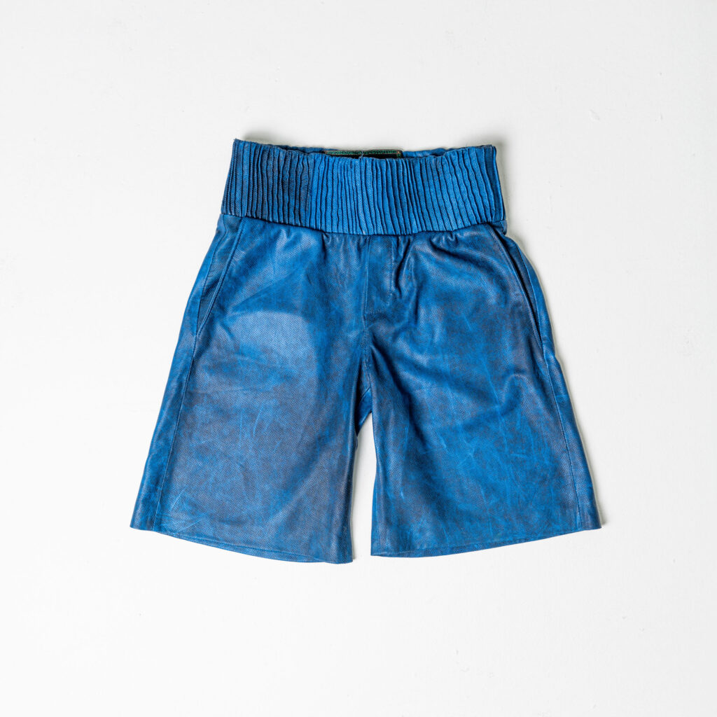 Box Leather Shorts - Blue