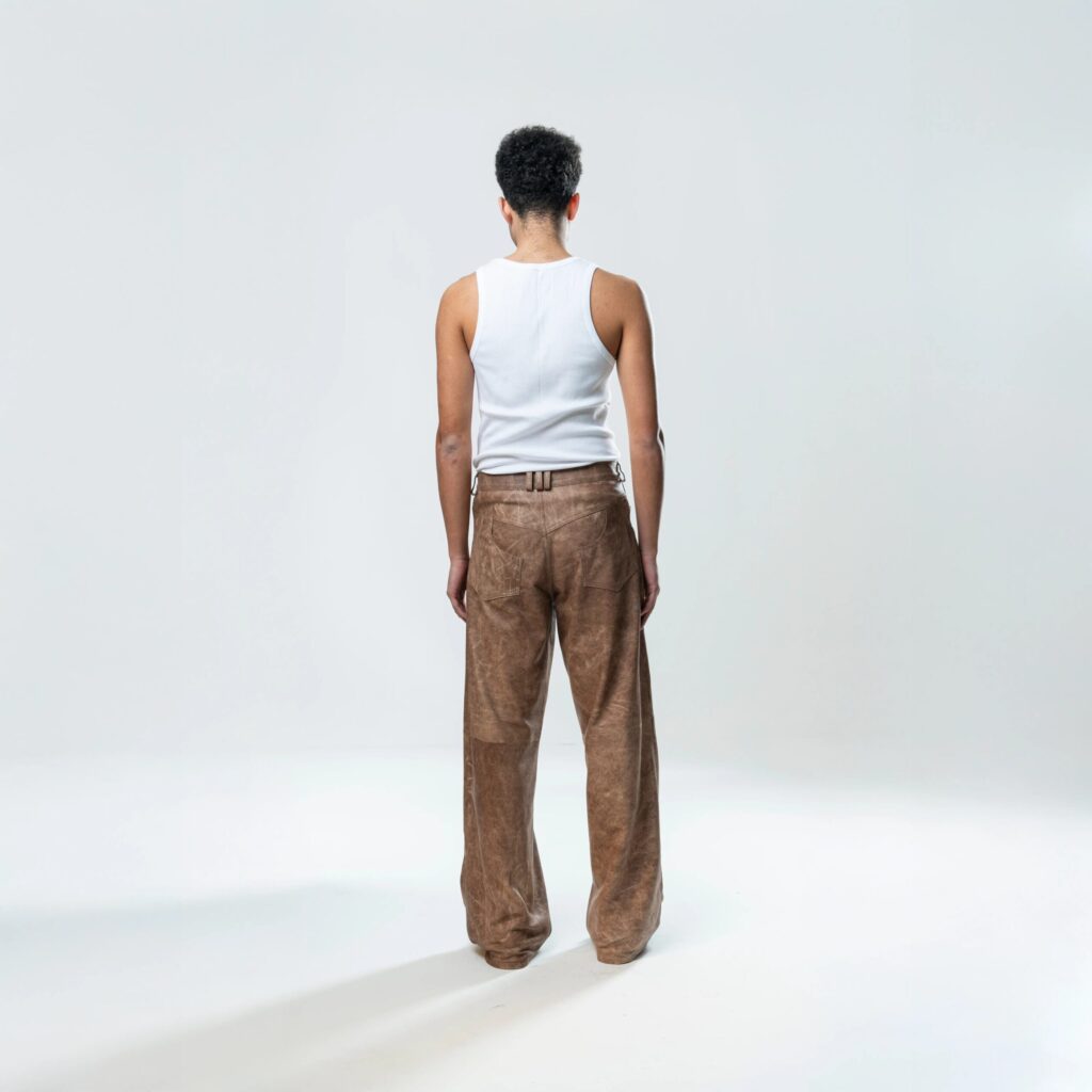 Perforated Leather Pants - Brown - immagine 8
