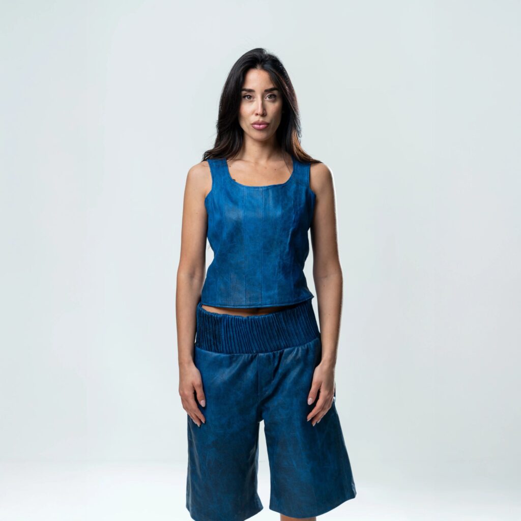 Perforated Leather Coursage - Blue - immagine 2
