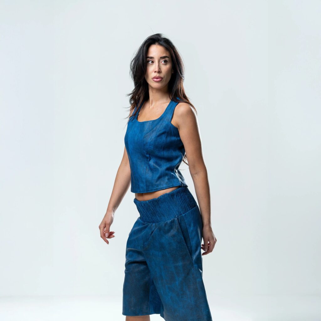 Perforated Leather Coursage - Blue - immagine 4