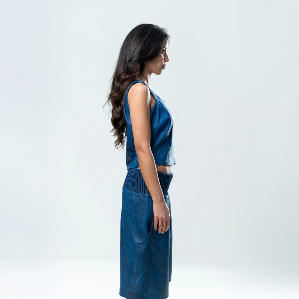 Perforated Leather Coursage - Blue - immagine 5