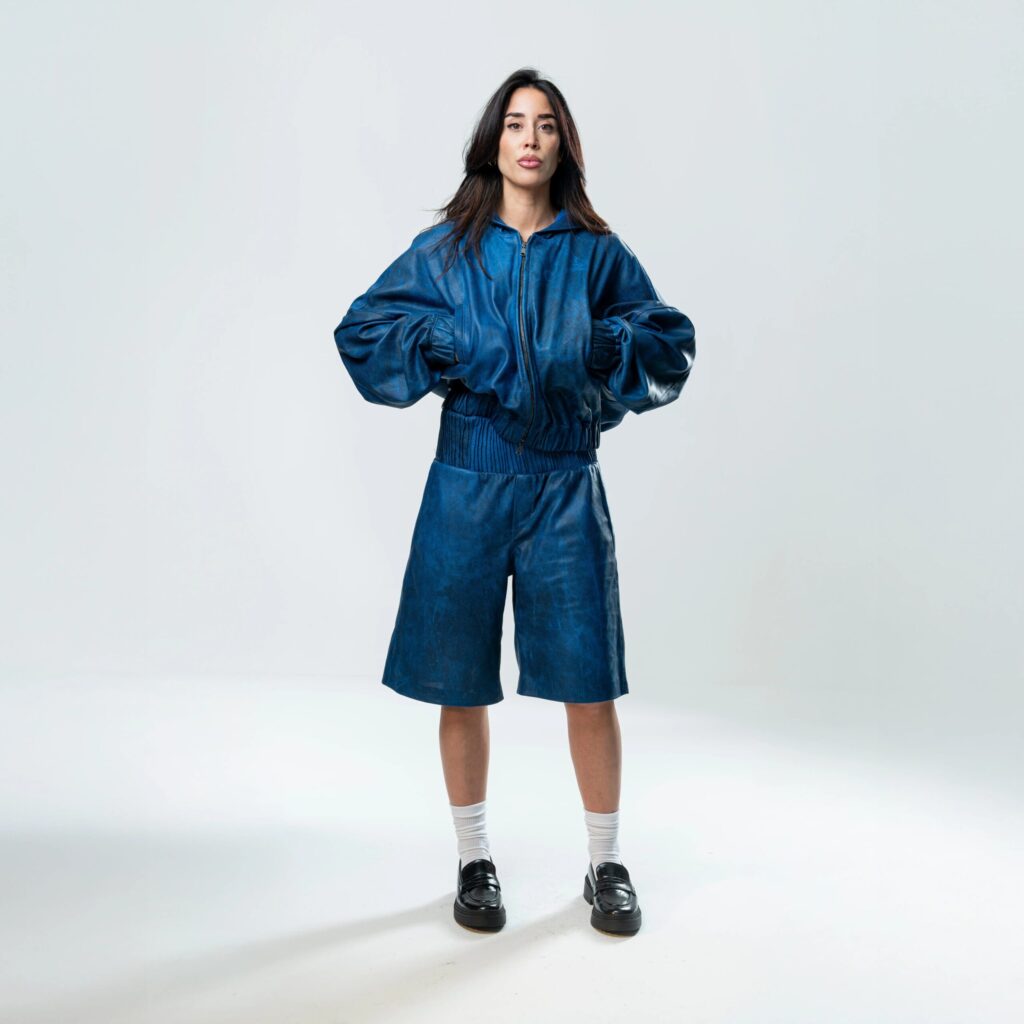 Perforated Leather Hoodie - Blue - immagine 7