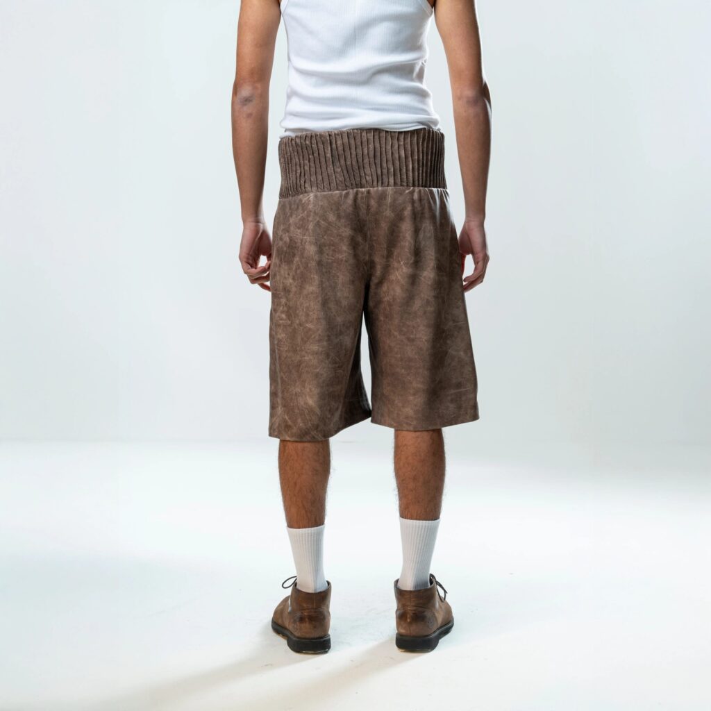 Box Leather Shorts - Brown - immagine 8